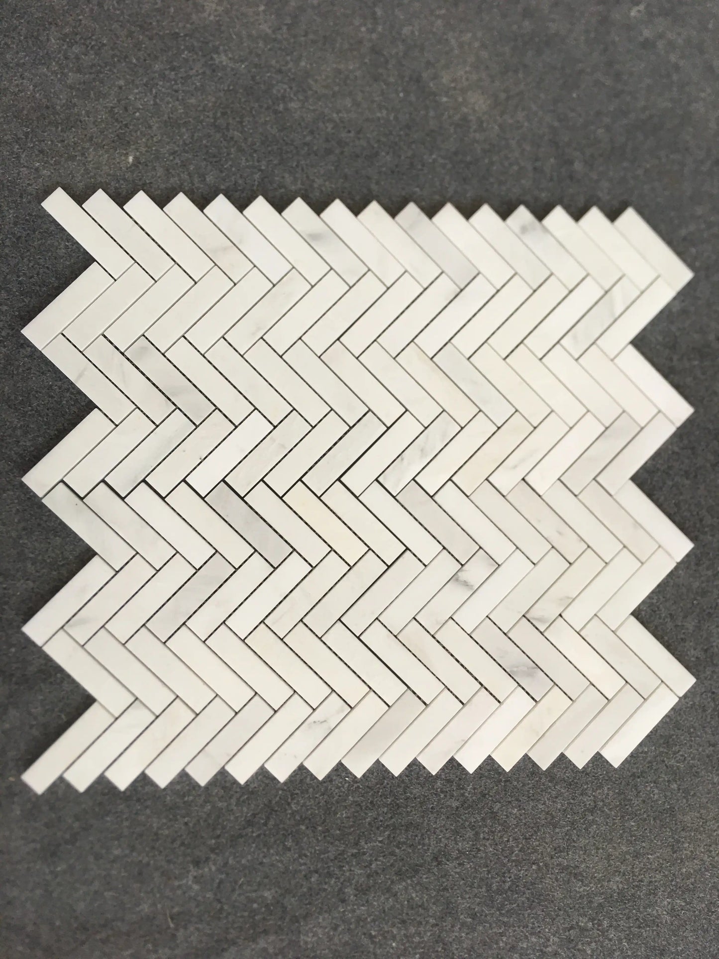 Oriental White Herringbone Mosaic Tile 1x4"