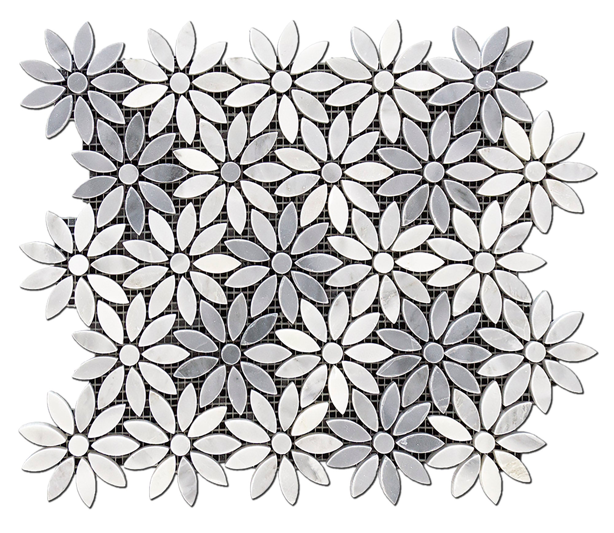Oriental White Daisies Marble Polished 12
