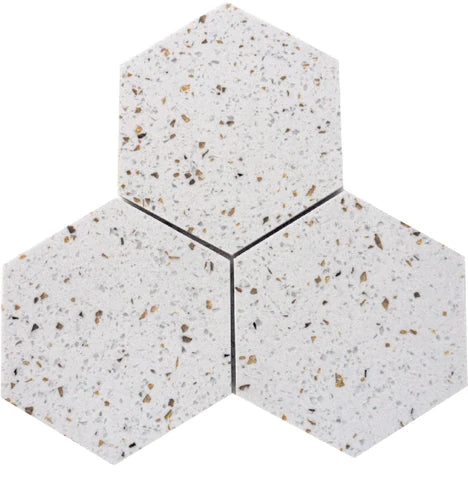 Terrazzo Gold Terrazzo Mosaic Polished 6" x 6" Hexagon