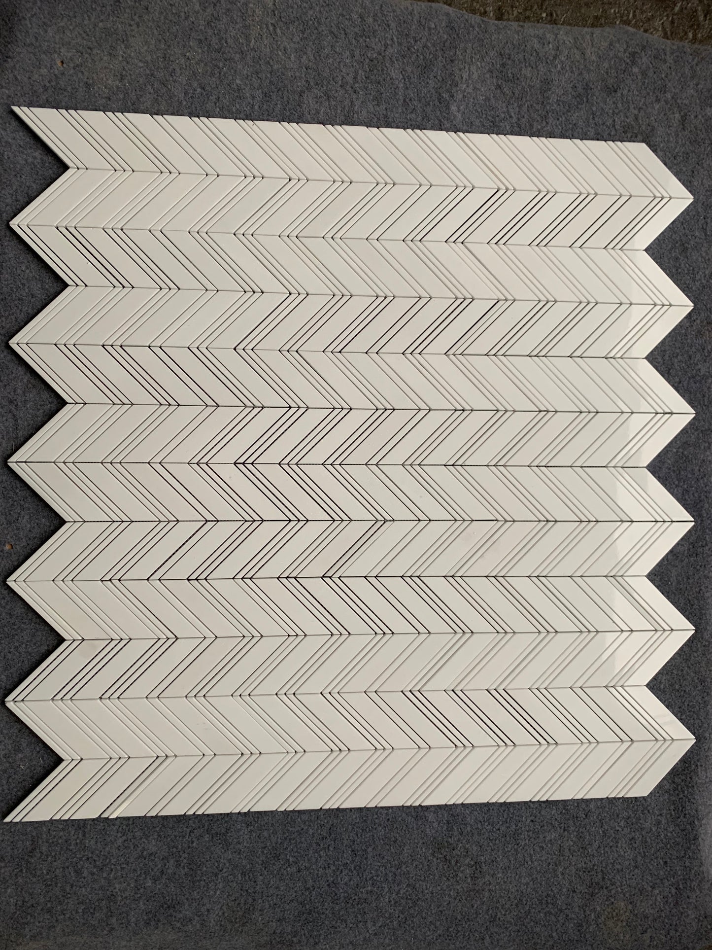 Thassos White 3/8 Chevron - Large (Single Color: Thassos) Marble Mosaic