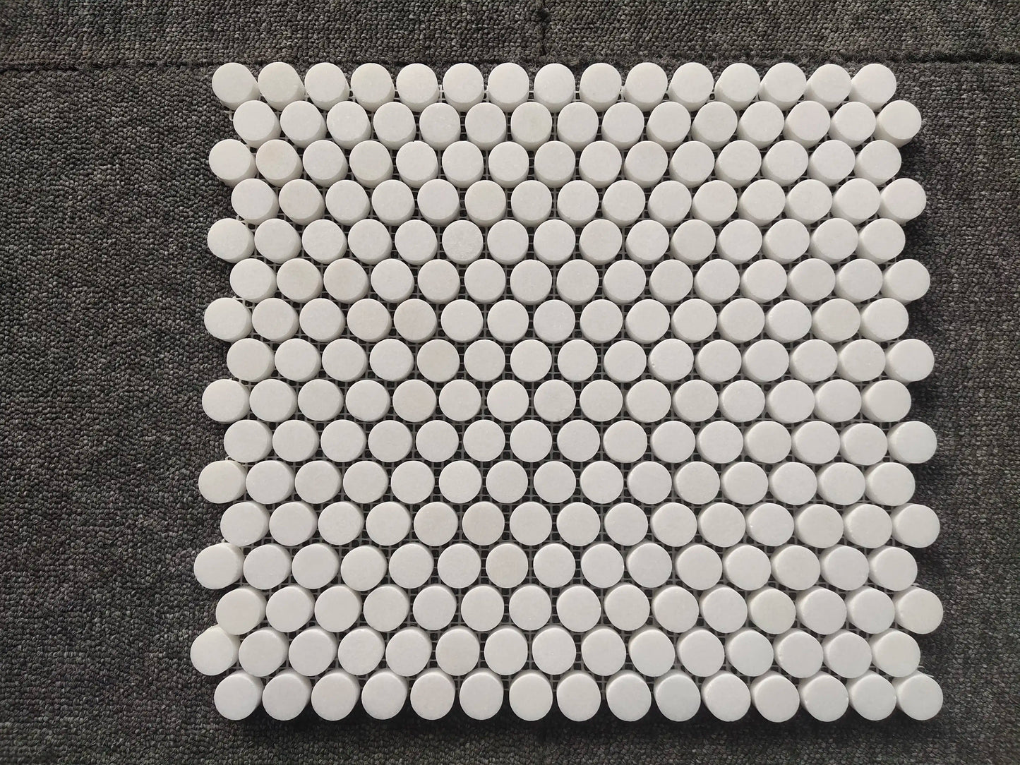 Thassos White 3/8 Penny Round Marble Mosaic Tile