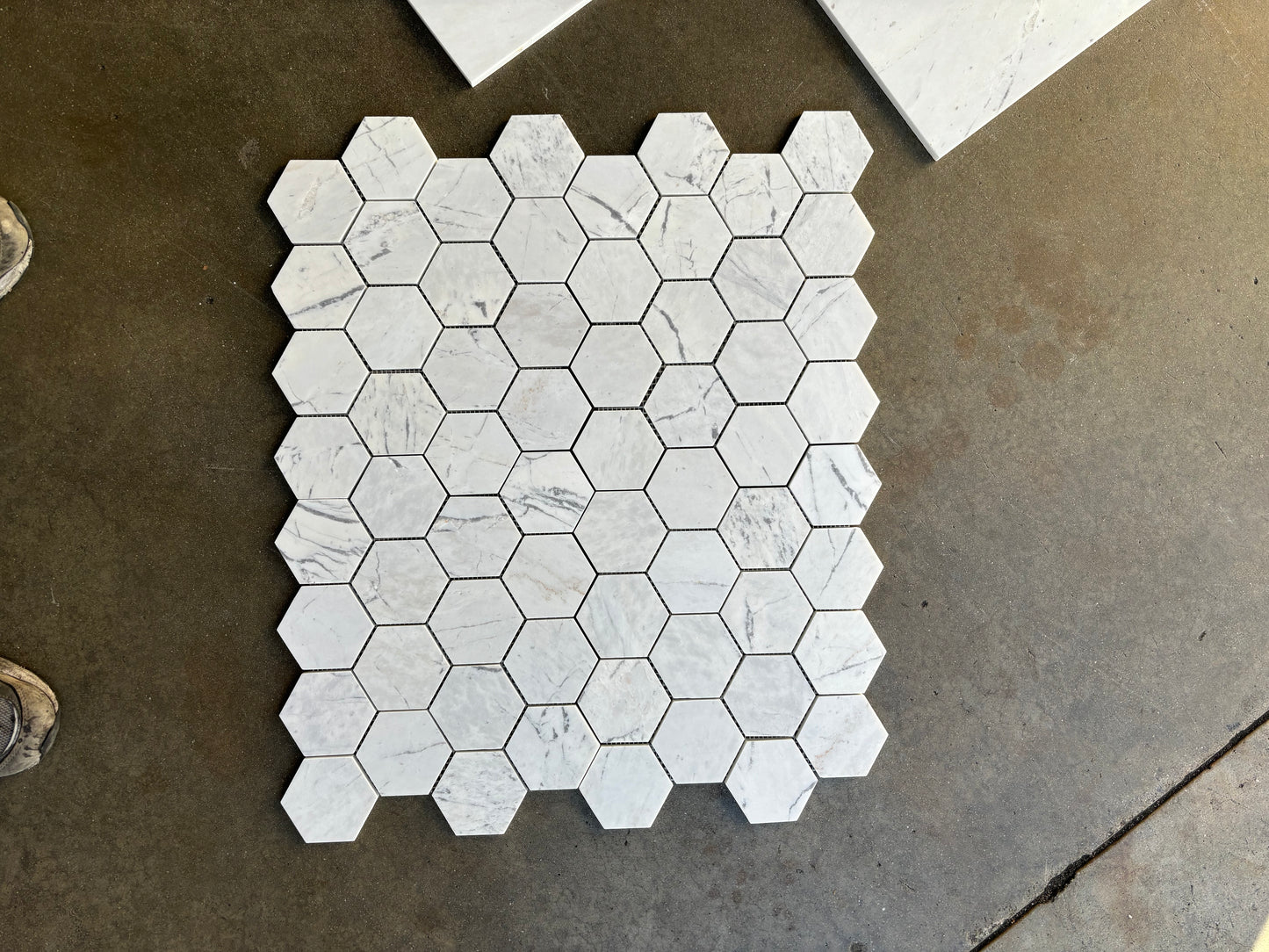 Valentino White Marble Mosaic Honed 3" x 3" 3/8" Hexagon