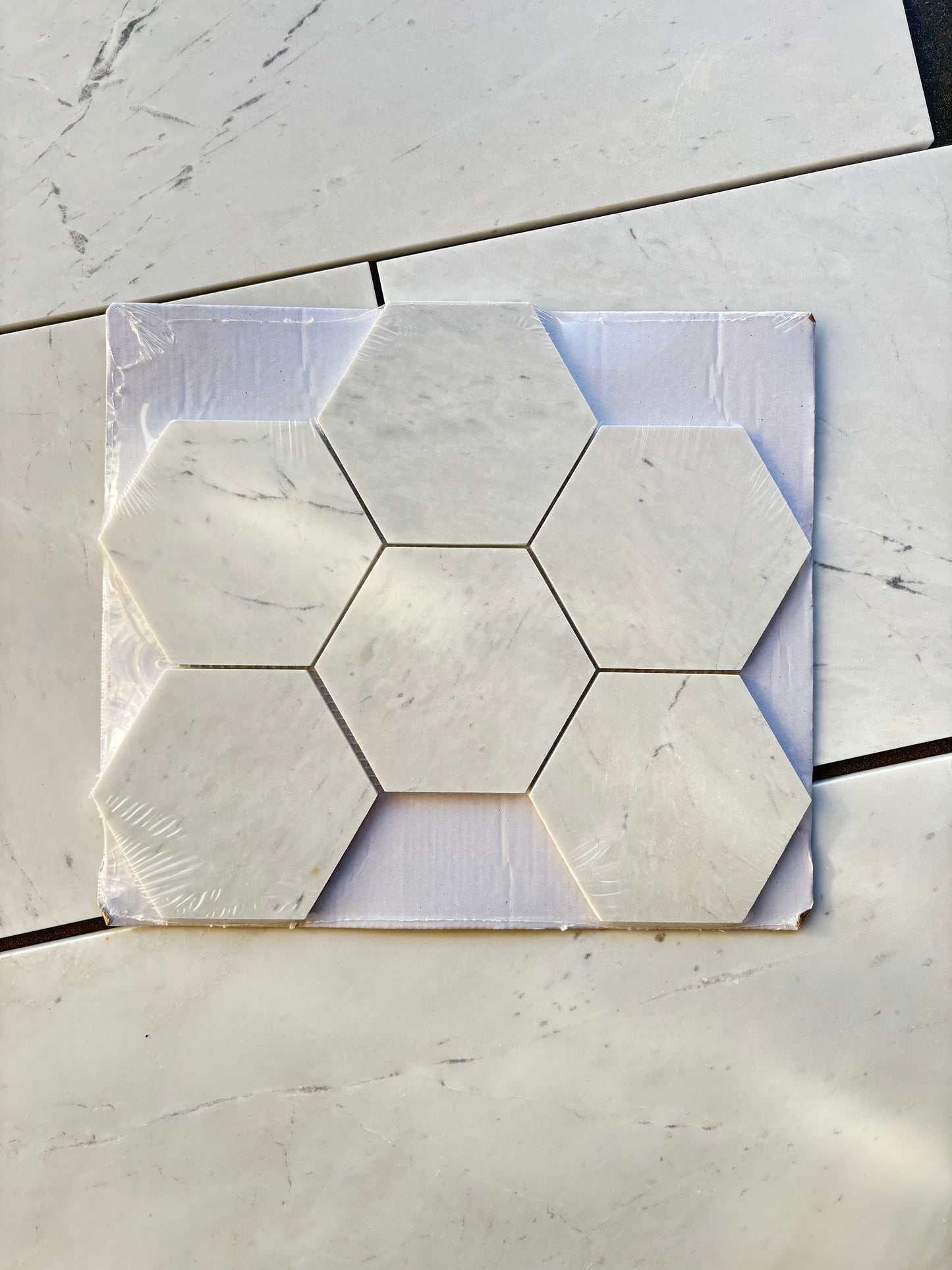 Valentino White Marble Mosaic Honed 5" x 5" 3/8" Hexagon