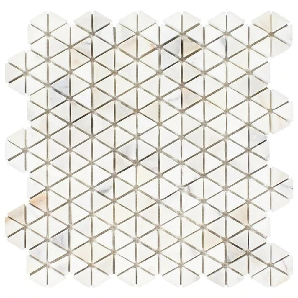 Calacatta Gold (Italian) Tumbled Marble Triangular Hexagon Mosaic