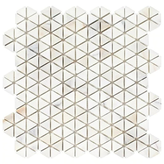 Calacatta Gold (Italian) Tumbled Marble Triangular Hexagon Mosaic