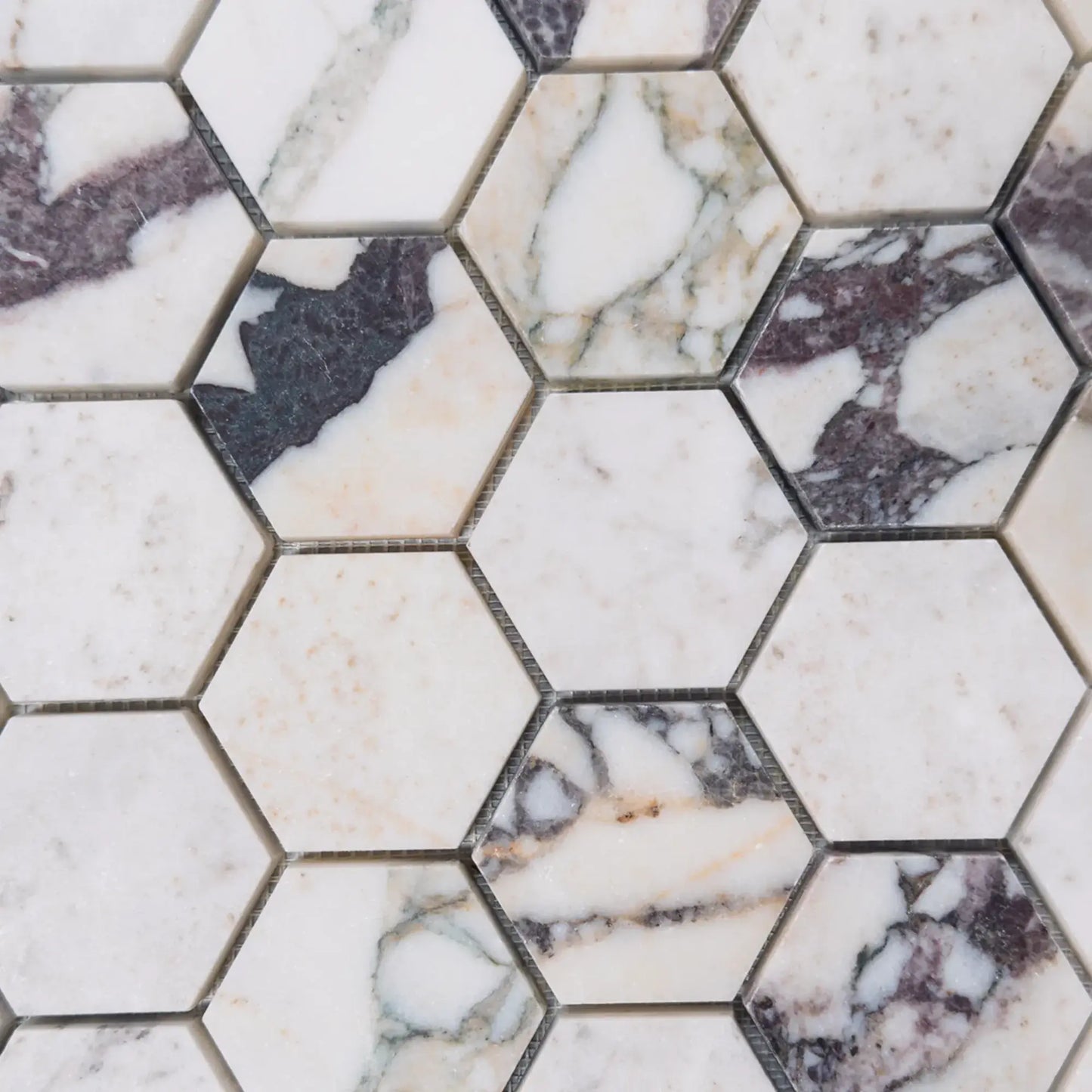 Calacatta Viola 2" Hexagon Mosaic Tile