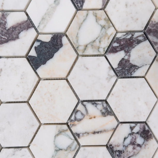 Calacatta Viola 2" Hexagon Mosaic Tile