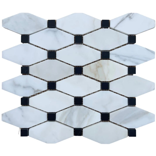 Calacatta Gold Octave Marble Mosaic with Black Dots
