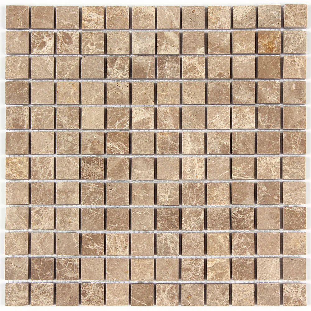 Emperador Light Square Mosaic Tile 1x1"