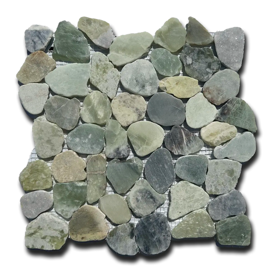 Green Flat Jade Pebble 12" x 12" Mosaic