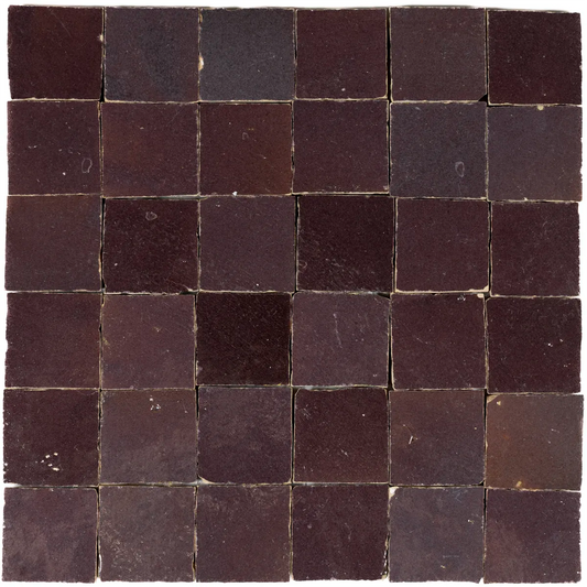Maroon Zellige Ceramic 2x2 Square Wall Mosaic Tile