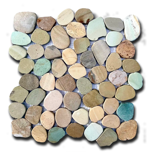 Matte Mix Color Flat Pebble 12" x 12" Mosaic