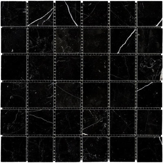 Nero Marquina Marble Mosaic 2“ X 2"