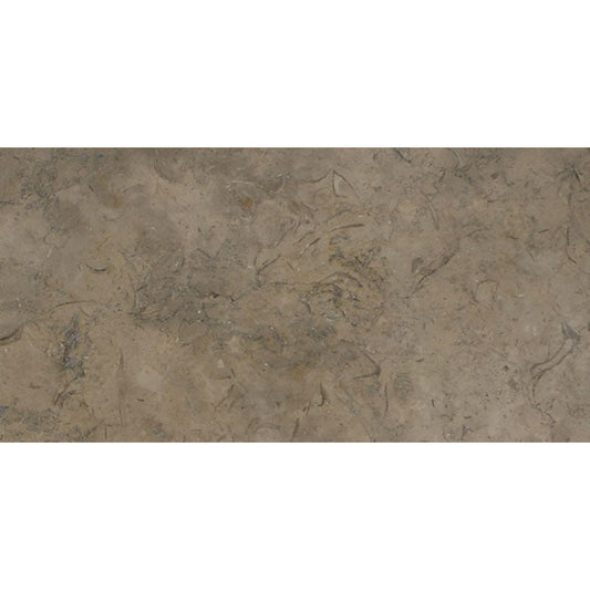 Fossil Brown Limestone Tile 12" X 24" 1/2 Leathered