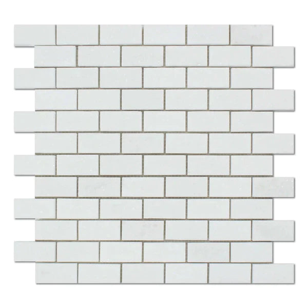 Thassos White (Greek) Marble Mosaic 1" X 2" 3/8 Brick Mosaic