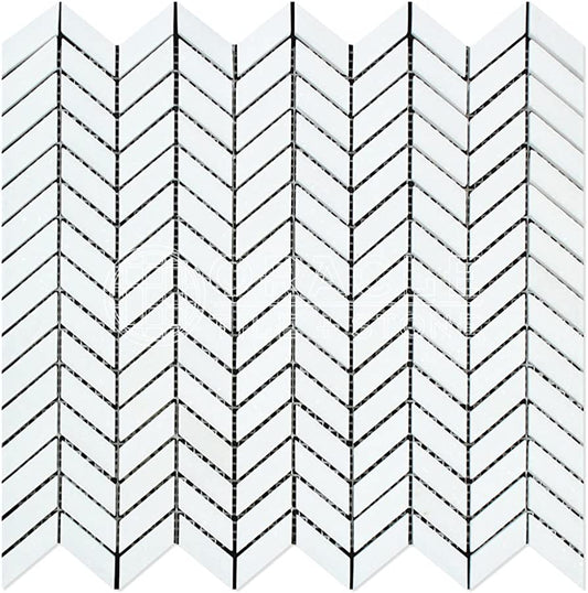Thassos White (Greek) Marble Mosaic 3/8 Chevron (MINI) Mosaic