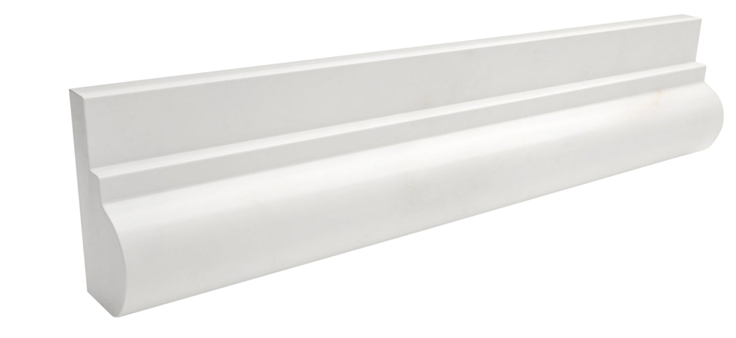 Afyon White Polished Single Chair Rail Trim Tile  2"x12"