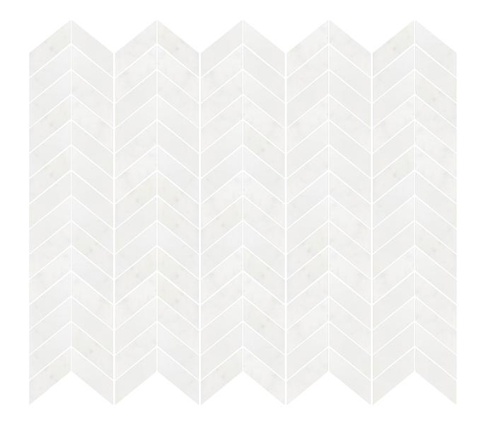 Afyon White Polished Chevron Mosaic Tile