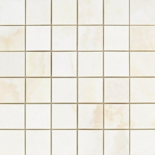 Bianco Onyx Polished Square Mosaic Tile  2"