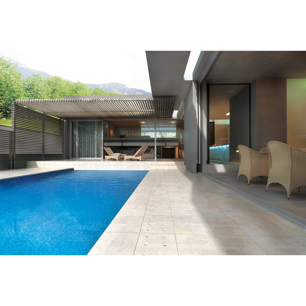 Italian Durango Cream Natural Finish Exterior Pool Paver  24" x 24"