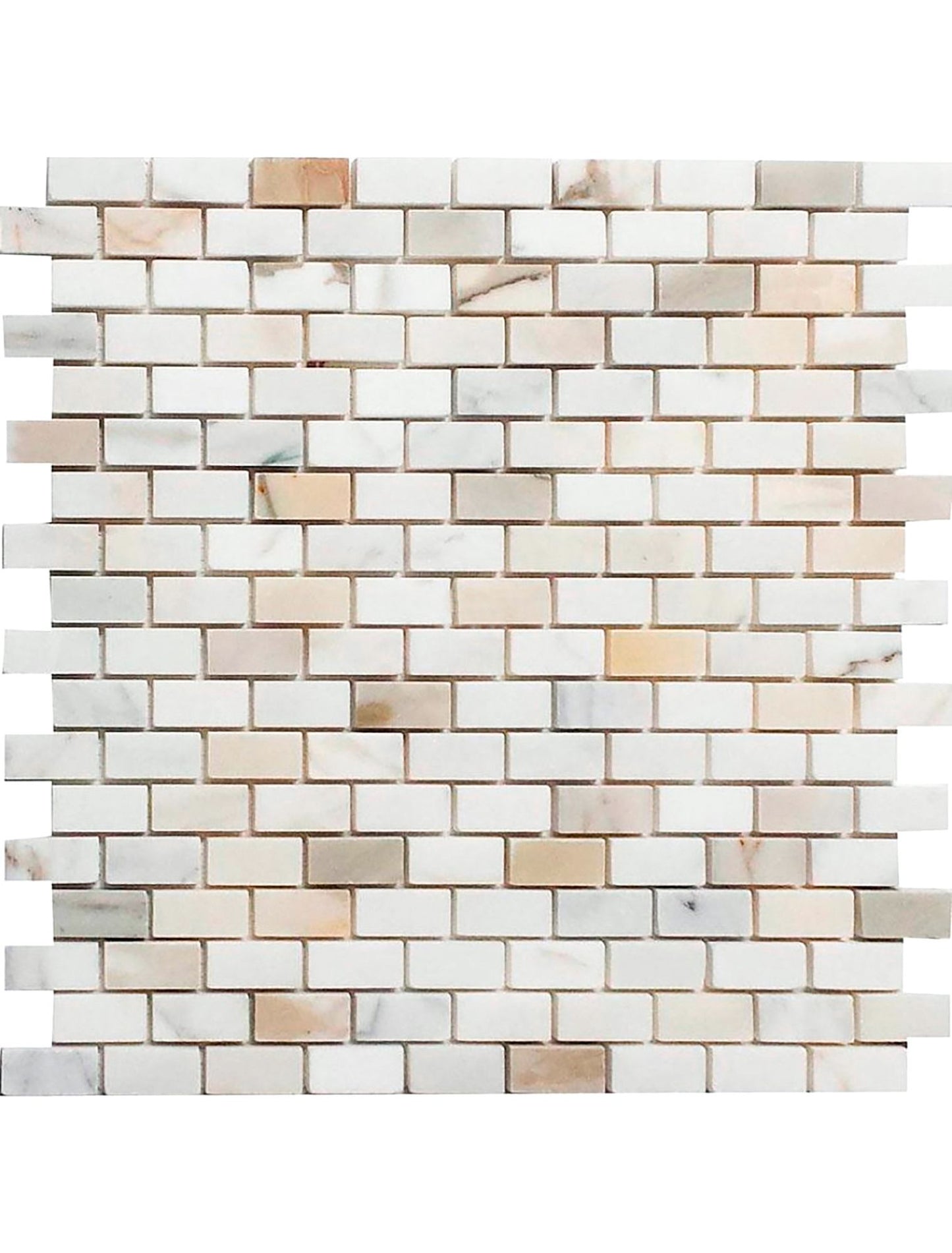 Calacatta Gold Mini Brick Mosaic Backsplash Wall Tile  5/8x1 1/4