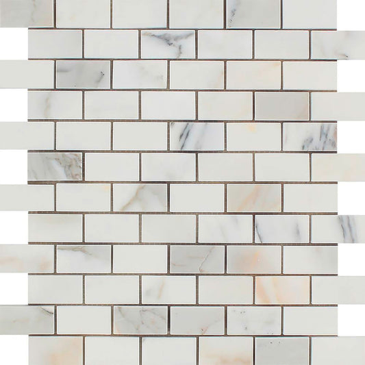 Calacatta Gold Brick Mosaic Backsplash Wall Tile  1x2"