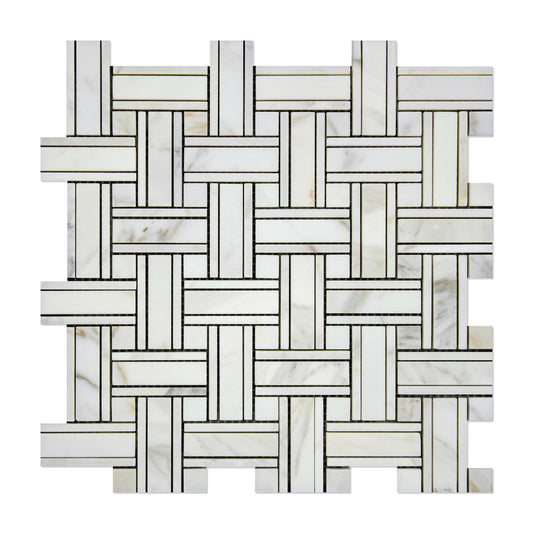 Calacatta Gold Triple-Weave w/ Calacatta Mosaic Backsplash Wall Tile
