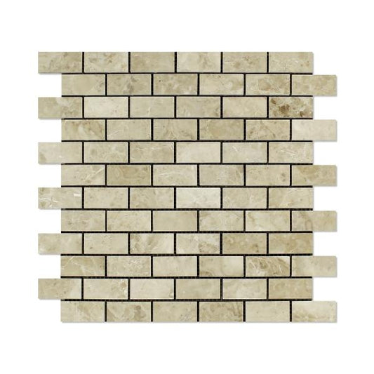 Cappuccino Polished Brick Mosaic Tile  1x2"