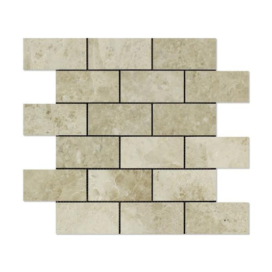 Cappuccino Polished Brick Mosaic Tile  2x4"