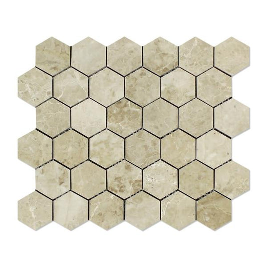 Cappuccino Polished Hexagon Mosaic Tile  2"