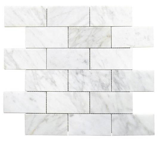 Carrara Italian Brick Mosaic Backsplash Wall Tile  2" x 4"