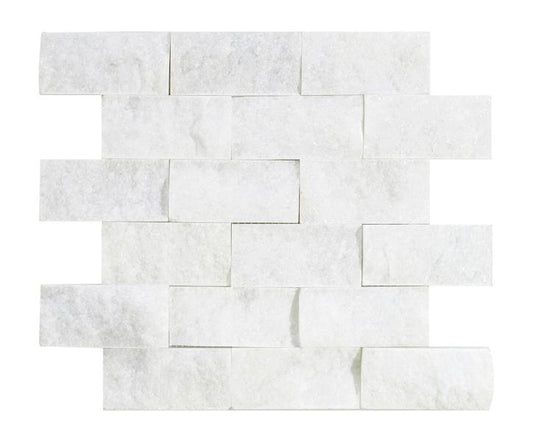 Carrara Italian Split Faced Brick Backsplash Wall Mosaic Tile  2" x 4"