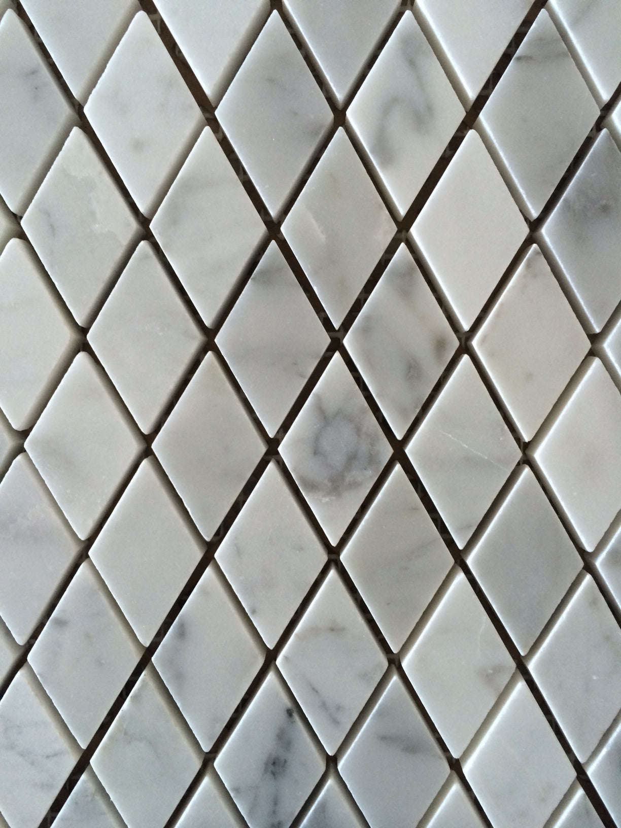 Carrara Italian Diamond Mosaic Backsplash and Wall Tile  1x2"
