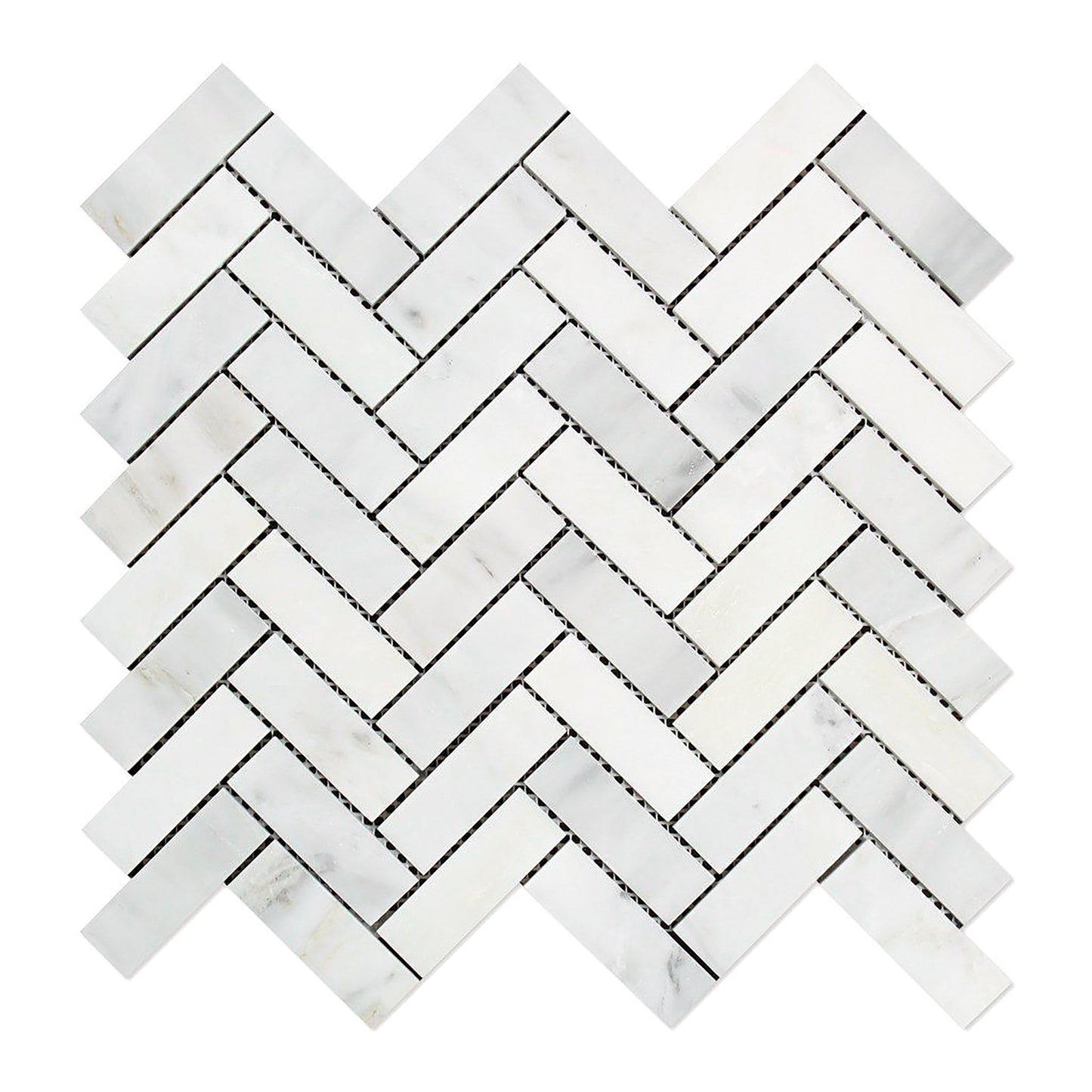Carrara Italian Herringbone Mosaic Backsplash and Wall Tile  1x3"