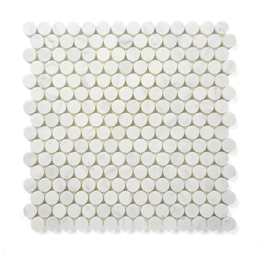 Carrara Italian Penny Round Mosaic Backsplash Wall Tile