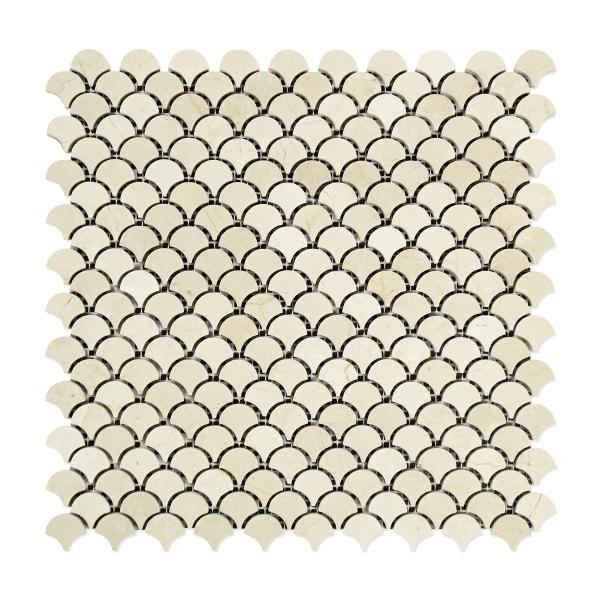 Crema Marfil Polished Fish Scale Mosaic Tile