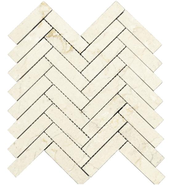 Crema Marfil Polished Herringbone Mosaic Tile 1x4"