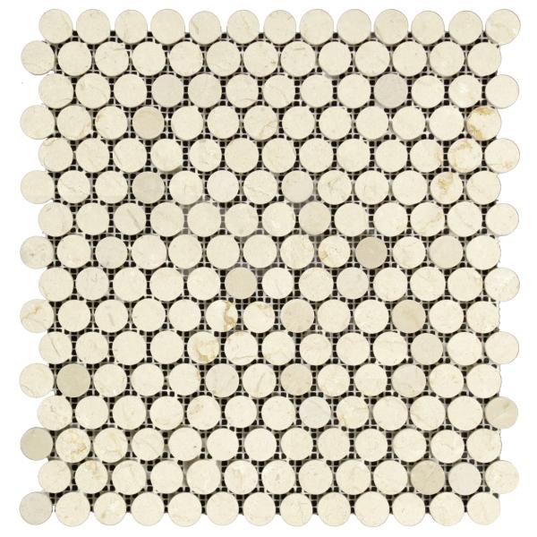 Crema Marfil Polished Penny Round Mosaic Tile