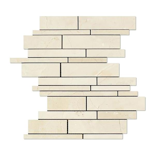 Crema Marfil Polished Random Strip Mosaic Tile