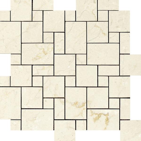 Crema Marfil Polished Mini Versailles Pattern Mosaic Tile