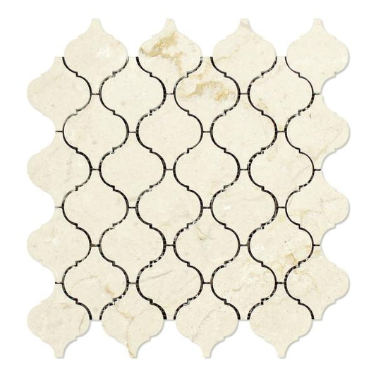 Crema Marfil Polished Arabesque Mosaic Tile