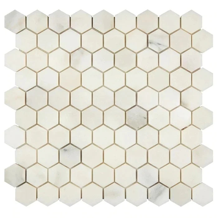 Calacatta Oliva Marble Mosaic 1 1/4" X 1 1/4" 3/8 Hexagon Mosaic