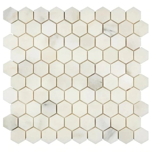 Calacatta Oliva Marble Mosaic 1 1/4" X 1 1/4" 3/8 Hexagon Mosaic