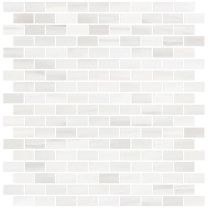 Bianco Dolomite Polished Mini Brick Mosaic Tile 5/8"x1 1/4"