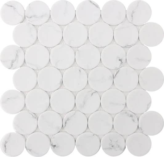 White Statuary Dots 12X12 Mosaic Tile