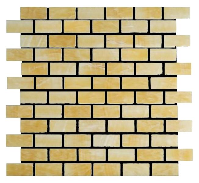 Honey Onyx Polished Brick Mosaic Wall and Floor Tile 1x2"
