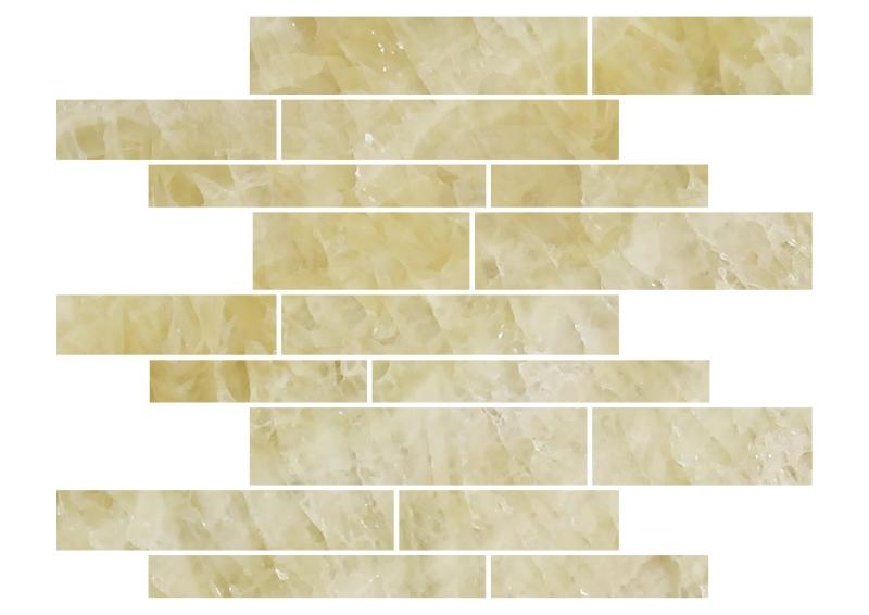 Honey Onyx Polished Random Strip Mosaic Tile