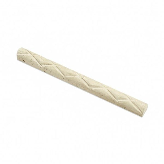 Ivory Travertine Honed Diamond Rope Liner  Trim Tile 1x12"