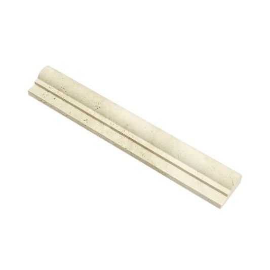 Ivory Travertine Honed Single Step Chair Rail Trim Tile 2x12"