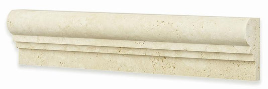 Ivory Travertine Honed Double Step Chair Rail Trim Tile 2 1/2x12"